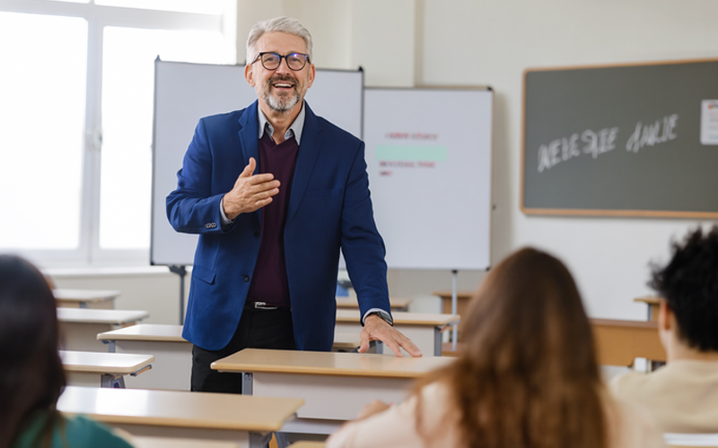 Profesor con estudiantes