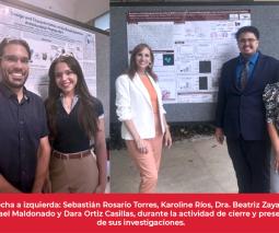 De derecha a izquierda: Sebastián Rosario Torres, Karoline Ríos, Dra. Beatriz Zayas Rivera, Dr. Rafael Maldonado y Dara Ortiz Casillas, durante la actividad de cierre y presentación de sus investigaciones.
