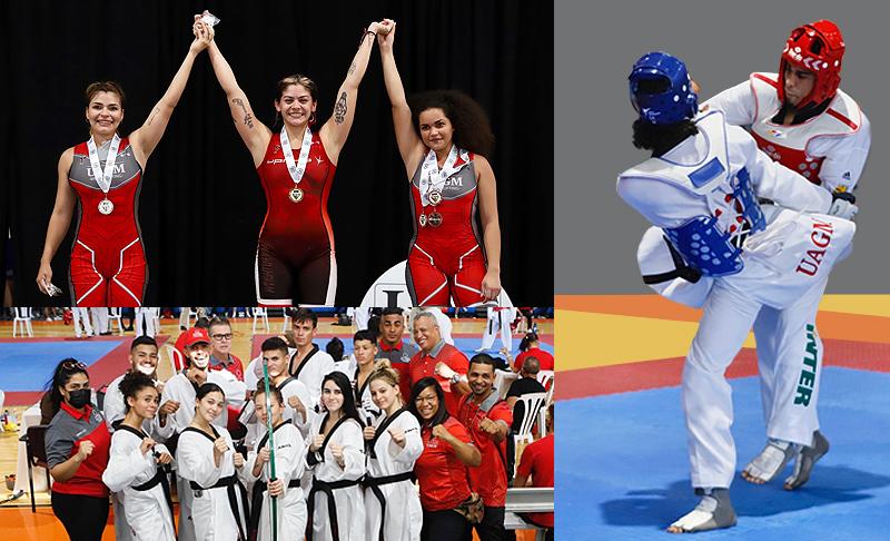 collage de atletas de taekwondo femenino ganan tercer lugar 