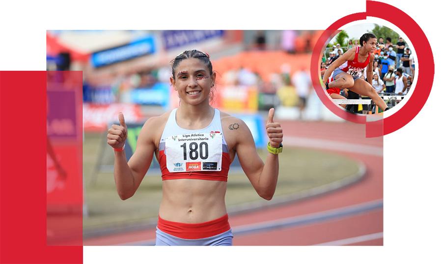 estudiante atleta gesto ganador con mano 