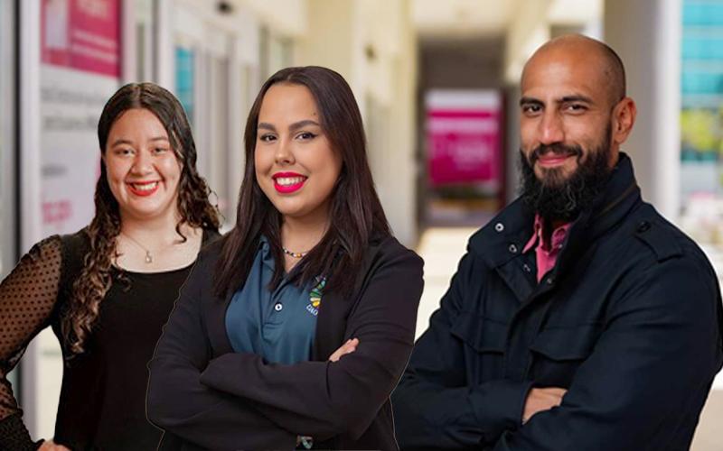 Estudiantes junto a profesor