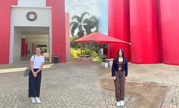 dos estudiantes en el campus