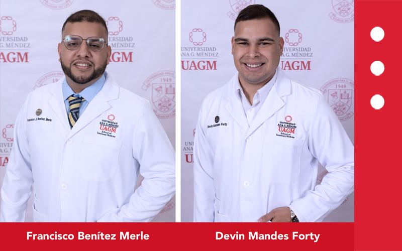 Los estudiantes doctorales Francisco Benítez Merle y Devin Mandes Forty, de la School of Veterinary Medicine