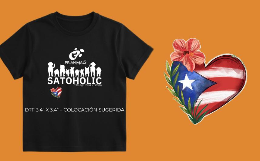 camisa negra corazón con bandera de PR