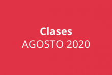 Recuadro rojo con texto que dice Clases Agosto 2020